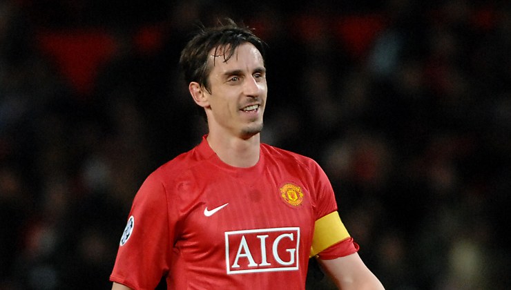 L'ex difensore Gary Neville ai tempi del Manchester United